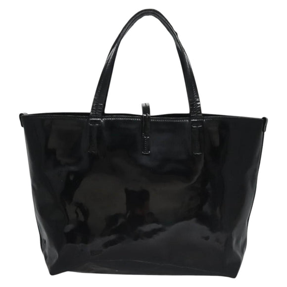 Salvatore Ferragamo Gancini Hand Bag Patent leather Black Silver Auth hk2206