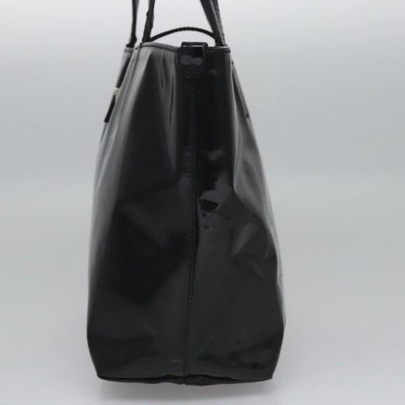 Salvatore Ferragamo Gancini Hand Bag Patent leather Black Silver Auth hk2206