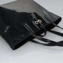 Salvatore Ferragamo Gancini Hand Bag Patent leather Black Silver Auth hk2206-6
