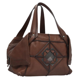 Salvatore Ferragamo Hand Bag Leather Brown Auth hk2207