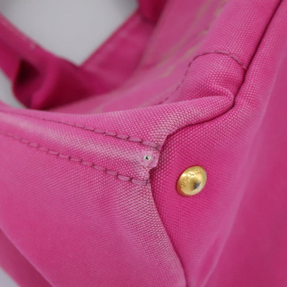 PRADA Canapa MM Tote Bag Denim Pink Gold Auth hk2211