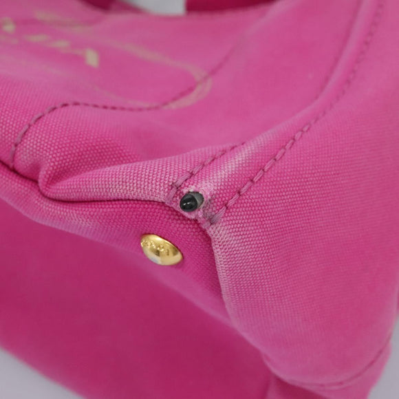 PRADA Canapa MM Tote Bag Denim Pink Gold Auth hk2211