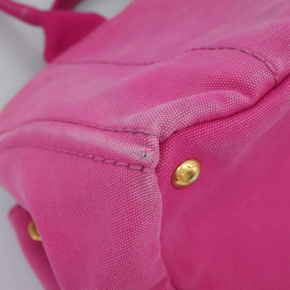 PRADA Canapa MM Tote Bag Denim Pink Gold Auth hk2211