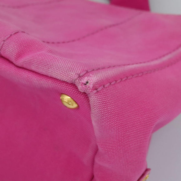 PRADA Canapa MM Tote Bag Denim Pink Gold Auth hk2211