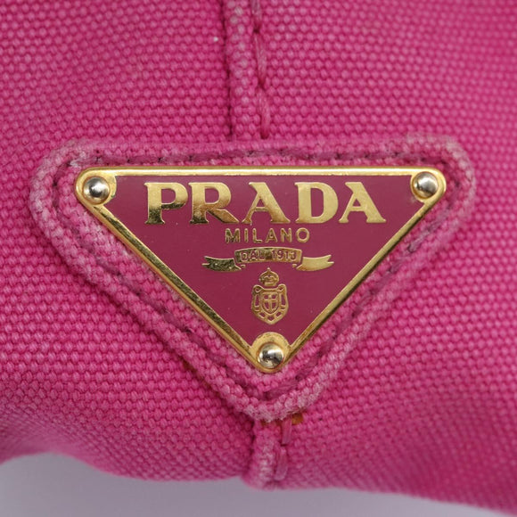 PRADA Canapa MM Tote Bag Denim Pink Gold Auth hk2211