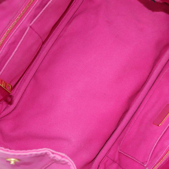 PRADA Canapa MM Tote Bag Denim Pink Gold Auth hk2211