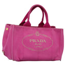 PRADA Canapa MM Tote Bag Denim Pink Gold Auth hk2211-1