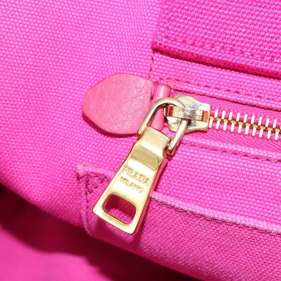 PRADA Canapa MM Tote Bag Denim Pink Gold Auth hk2211