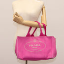 PRADA Canapa MM Tote Bag Denim Pink Gold Auth hk2211-26