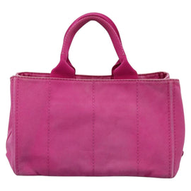 PRADA Canapa MM Tote Bag Denim Pink Gold Auth hk2211 - 0