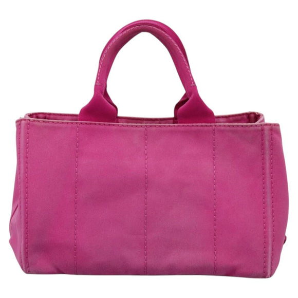 PRADA Canapa MM Tote Bag Denim Pink Gold Auth hk2211