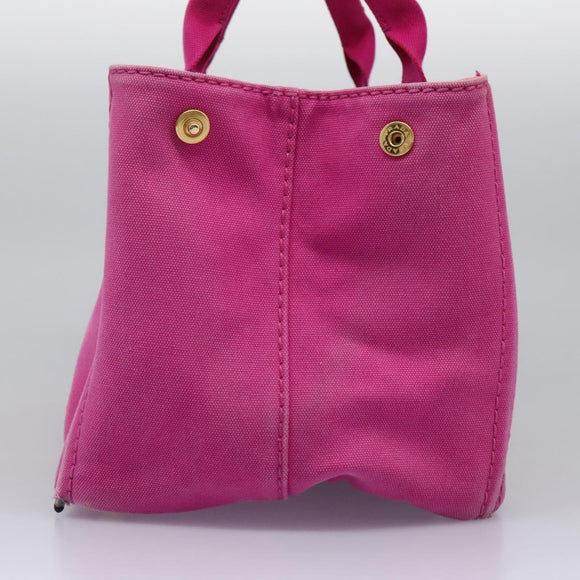 PRADA Canapa MM Tote Bag Denim Pink Gold Auth hk2211