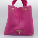 PRADA Canapa MM Tote Bag Denim Pink Gold Auth hk2211-4