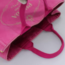 PRADA Canapa MM Tote Bag Denim Pink Gold Auth hk2211-6