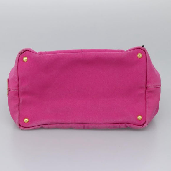 PRADA Canapa MM Tote Bag Denim Pink Gold Auth hk2211