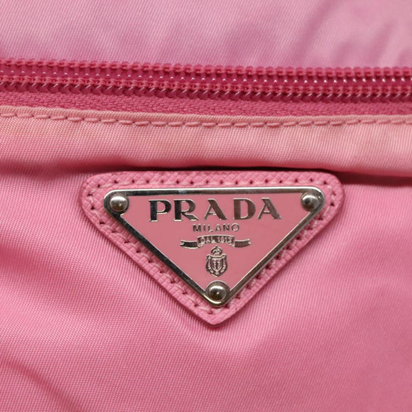 PRADA Shoulder Bag Nylon Pink Silver Auth hk2215