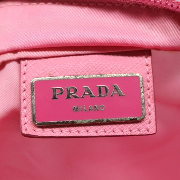 PRADA Shoulder Bag Nylon Pink Silver Auth hk2215