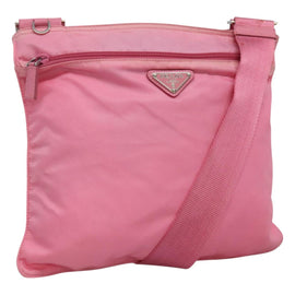 PRADA Shoulder Bag Nylon Pink Silver Auth hk2215