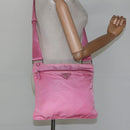 PRADA Shoulder Bag Nylon Pink Silver Auth hk2215-24
