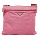 PRADA Shoulder Bag Nylon Pink Silver Auth hk2215-13