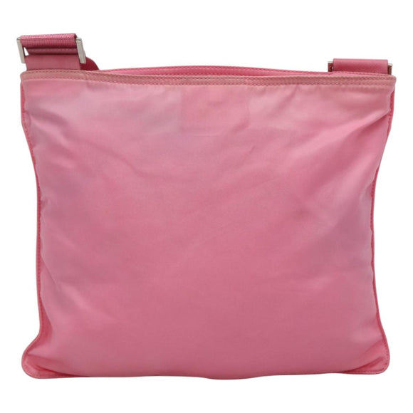 PRADA Shoulder Bag Nylon Pink Silver Auth hk2215