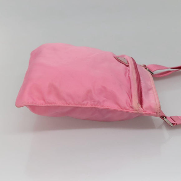 PRADA Shoulder Bag Nylon Pink Silver Auth hk2215