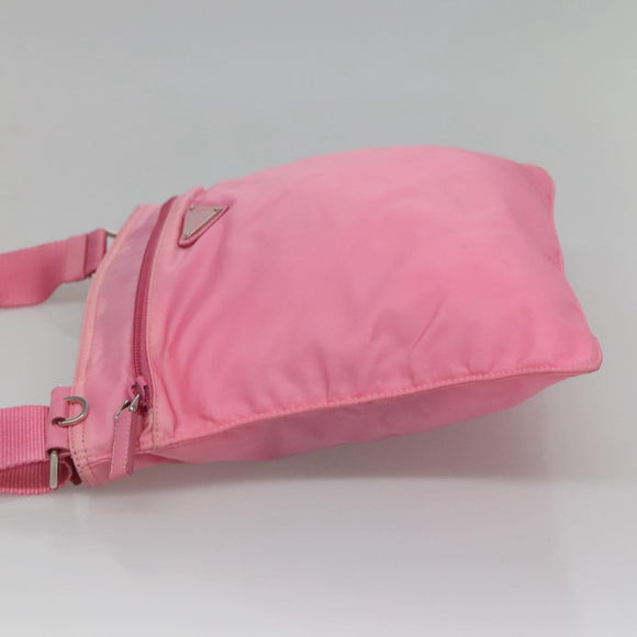 PRADA Shoulder Bag Nylon Pink Silver Auth hk2215