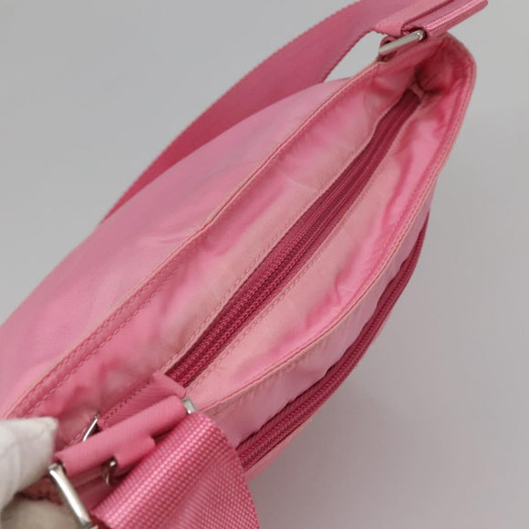 PRADA Shoulder Bag Nylon Pink Silver Auth hk2215