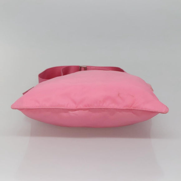 PRADA Shoulder Bag Nylon Pink Silver Auth hk2215