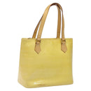 LOUIS VUITTON Monogram Vernis Houston Hand Bag Lime Yellow M91055 LV Auth hk2222-1