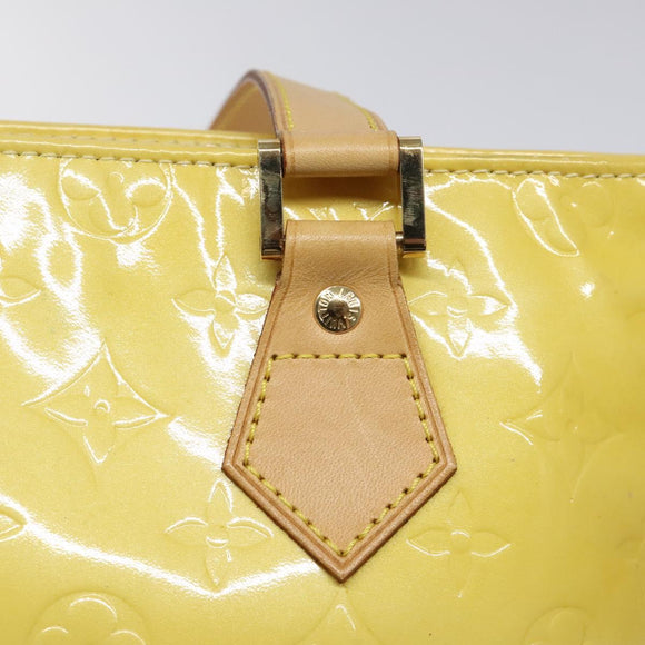 LOUIS VUITTON Monogram Vernis Houston Hand Bag Lime Yellow M91055 LV Auth hk2222