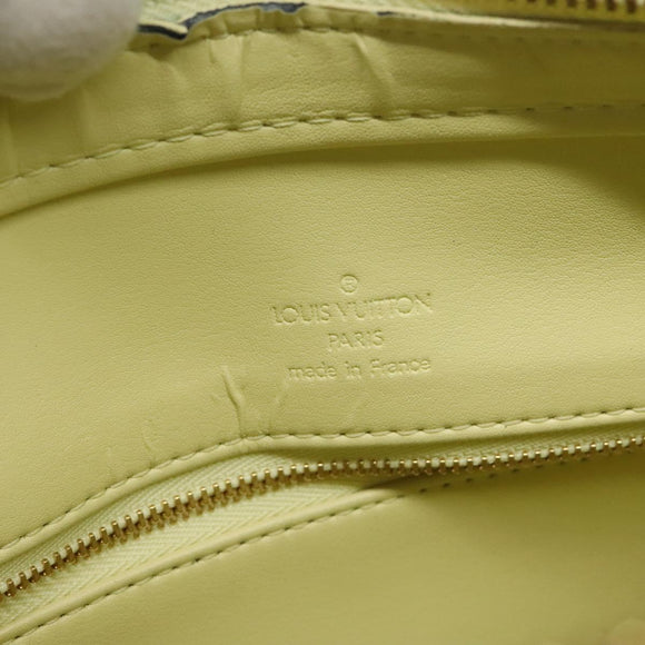 LOUIS VUITTON Monogram Vernis Houston Hand Bag Lime Yellow M91055 LV Auth hk2222