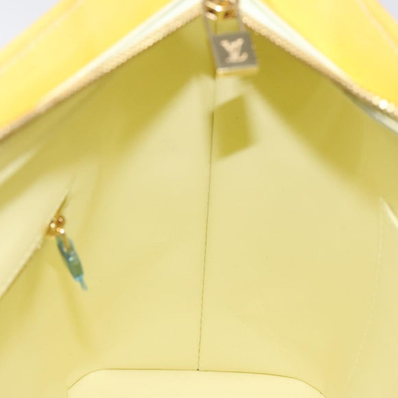 LOUIS VUITTON Monogram Vernis Houston Hand Bag Lime Yellow M91055 LV Auth hk2222