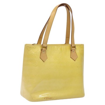 LOUIS VUITTON Monogram Vernis Houston Hand Bag Lime Yellow M91055 LV Auth hk2222