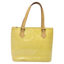 LOUIS VUITTON Monogram Vernis Houston Hand Bag Lime Yellow M91055 LV Auth hk2222-13
