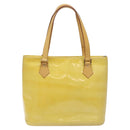 LOUIS VUITTON Monogram Vernis Houston Hand Bag Lime Yellow M91055 LV Auth hk2222-2
