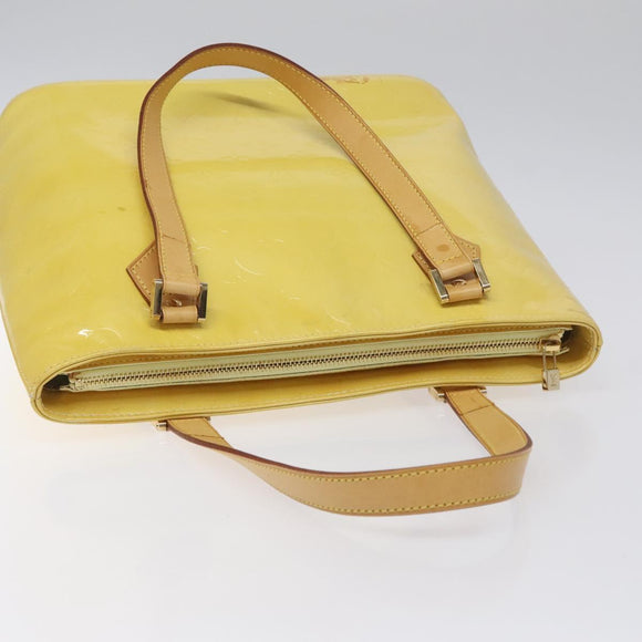 LOUIS VUITTON Monogram Vernis Houston Hand Bag Lime Yellow M91055 LV Auth hk2222