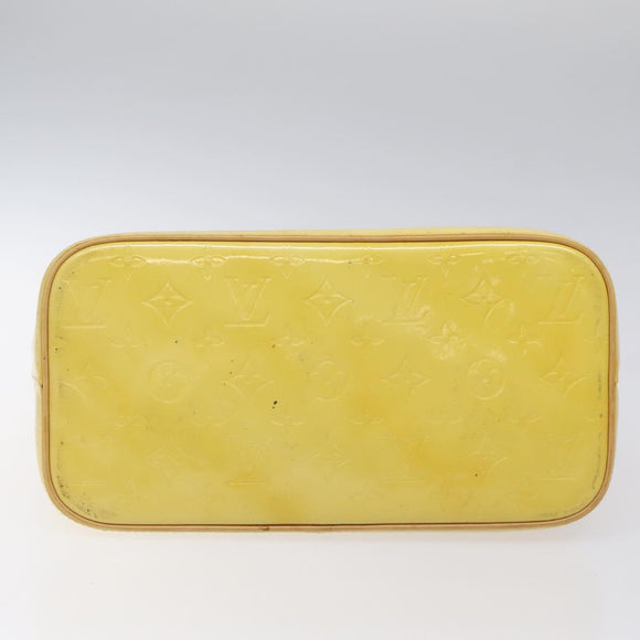 LOUIS VUITTON Monogram Vernis Houston Hand Bag Lime Yellow M91055 LV Auth hk2222