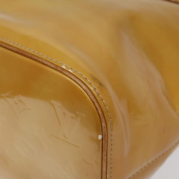 LOUIS VUITTON Monogram Vernis Houston Hand Bag Beige M91004 LV Auth hk2233