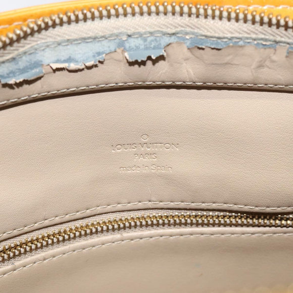 LOUIS VUITTON Monogram Vernis Houston Hand Bag Beige M91004 LV Auth hk2233