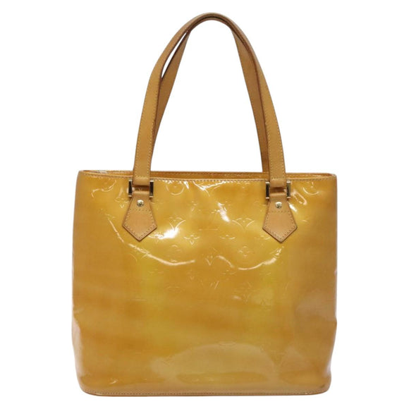 LOUIS VUITTON Monogram Vernis Houston Hand Bag Beige M91004 LV Auth hk2233