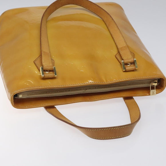 LOUIS VUITTON Monogram Vernis Houston Hand Bag Beige M91004 LV Auth hk2233