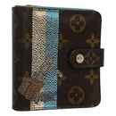 LOUIS VUITTON Monogram Groom Compact Zip Wallet Blue M60036 LV Auth hk2238-1