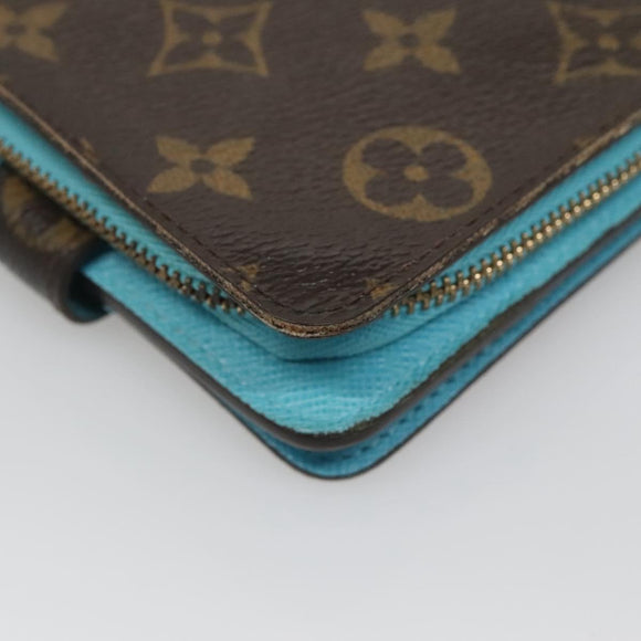 LOUIS VUITTON Monogram Groom Compact Zip Wallet Blue M60036 LV Auth hk2238