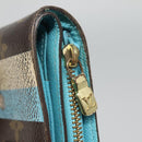 LOUIS VUITTON Monogram Groom Compact Zip Wallet Blue M60036 LV Auth hk2238-8