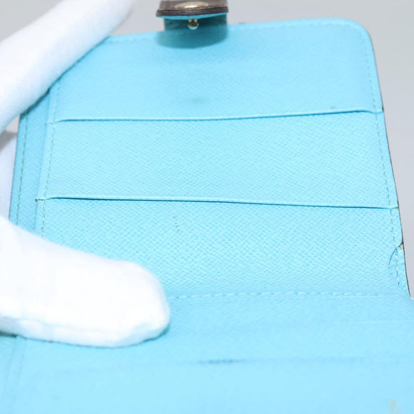 LOUIS VUITTON Monogram Groom Compact Zip Wallet Blue M60036 LV Auth hk2238