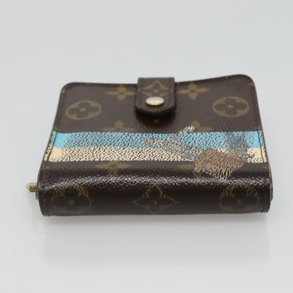 LOUIS VUITTON Monogram Groom Compact Zip Wallet Blue M60036 LV Auth hk2238
