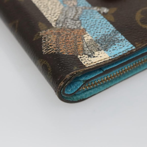 LOUIS VUITTON Monogram Groom Compact Zip Wallet Blue M60036 LV Auth hk2238