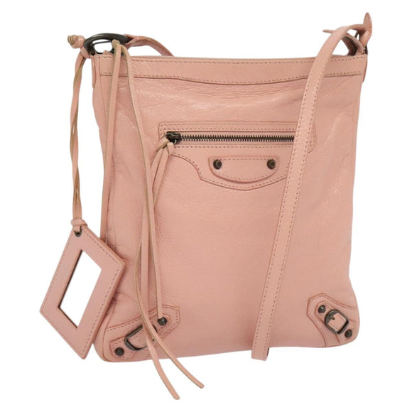 BALENCIAGA Shoulder Bag Leather Pink 310250 Auth hk2257V