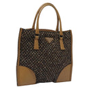 PRADA Hand Bag Wool Brown Auth hk2259-1
